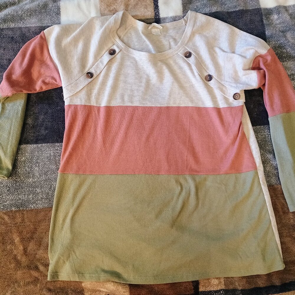 Chic Soul Boutique waffle knit tri color long sleeve size 1x